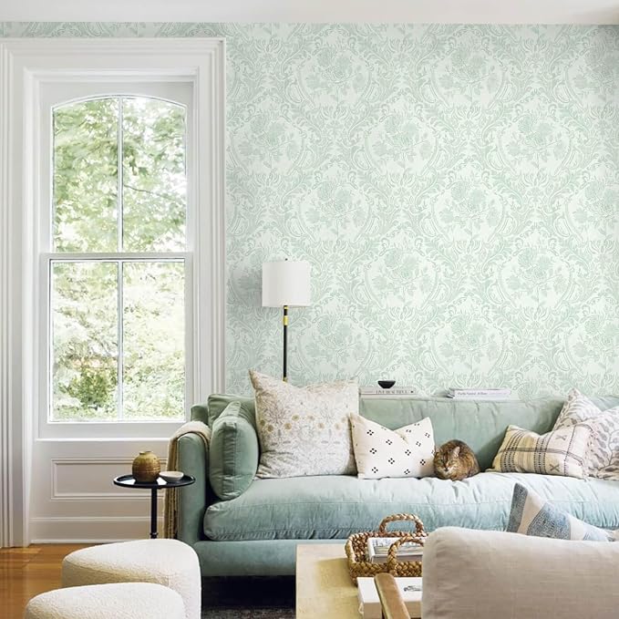 Ismoon Floral Wallpaper Peel and Stick Sage Green Contact Paper Boho Vintage - Image 7