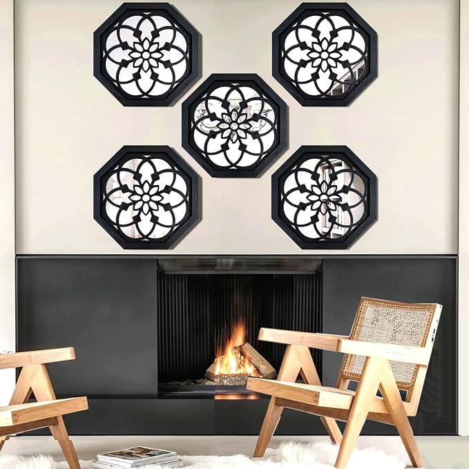 ZOLAPI 2-Piece Octagon Wall-Mounted Mirrors, Vintage Farmhouse Mirror - Image 5