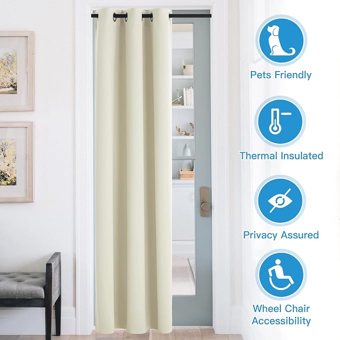 RYB HOME Blackout Curtains Thermal Insulating Privacy Temporary Door Curtains - Image 3