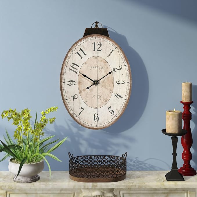 24" H x 18" W Large French Country Oval Wall Clock - Image 9