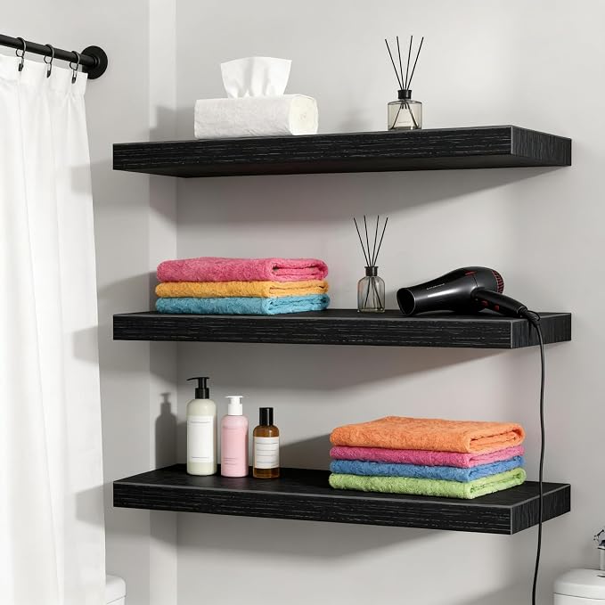 Vervida® Floating Shelves, 35.4 inch Wall Mounted Rustic Wood Shelves - Image 2