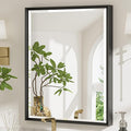 Black Framed Mirror for Bathroom, 24x32 Inch Black Rectangle Beveled Bathroom by QUEENFUN
