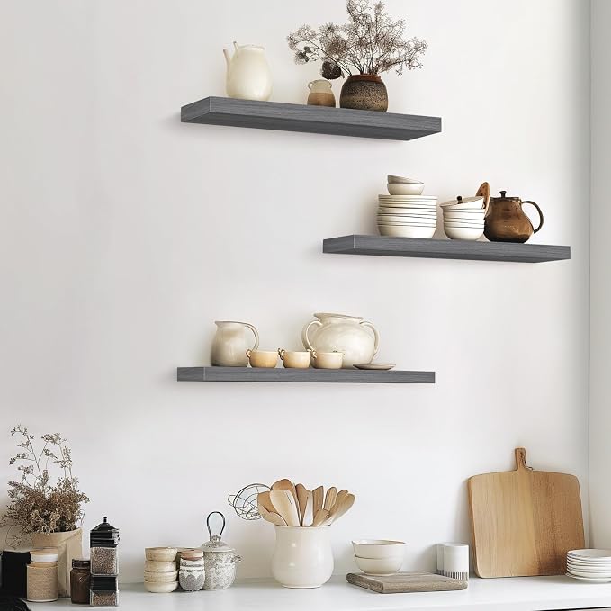 BAYKA Floating Shelves for Wall, 22.5 Inches Wall Mounted Rustic Wood Shelves - Image 9