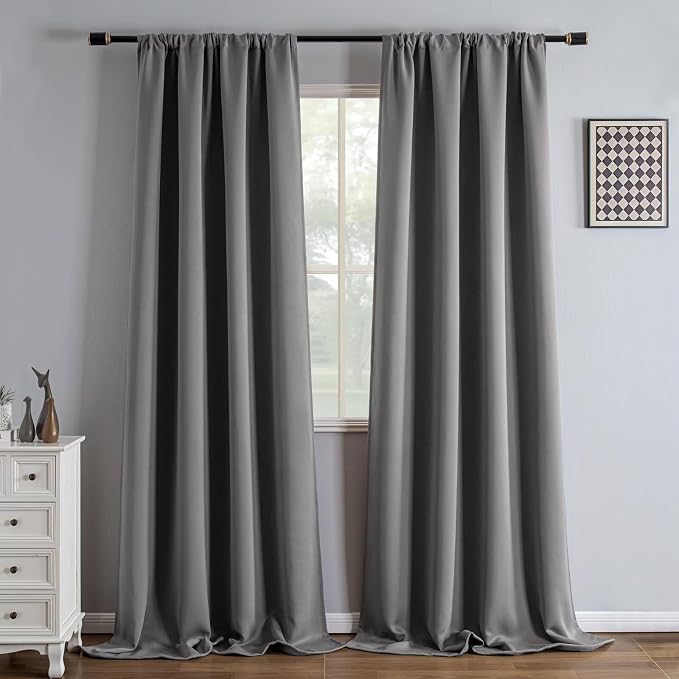 IGEMAEVE Blackout Curtains 96 Inch Length 2 Panels Set, Rod Pocket Energy by IGEMAEVE