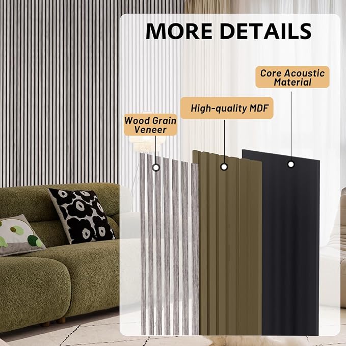 4 Pack Wood Panels for Wall, 47.2"×23.6" Wood Slat Acoustic Panels for Wall - Image 4
