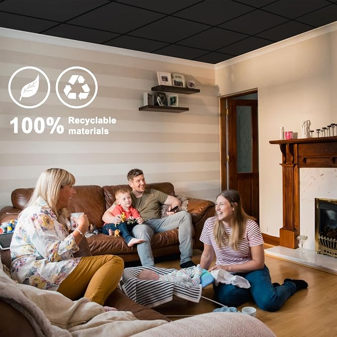 Smooth Black Drop Ceiling Tile 2ft x 2ft, PVC Ceiling Panel – Waterproof - Image 3