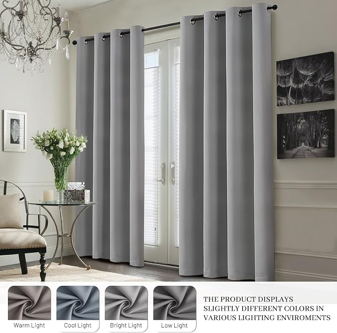 Yakamok 100% Blackout Curtain Panels 63 inches Cold and Light Blocking Drapes - Image 7