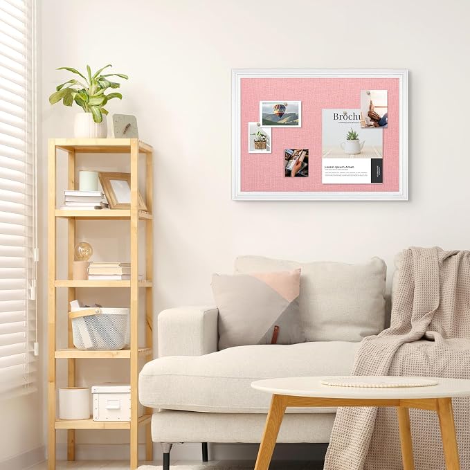 Large Pink Cork Board with Linen, Picture Display Vision Board Corkboards - Image 6