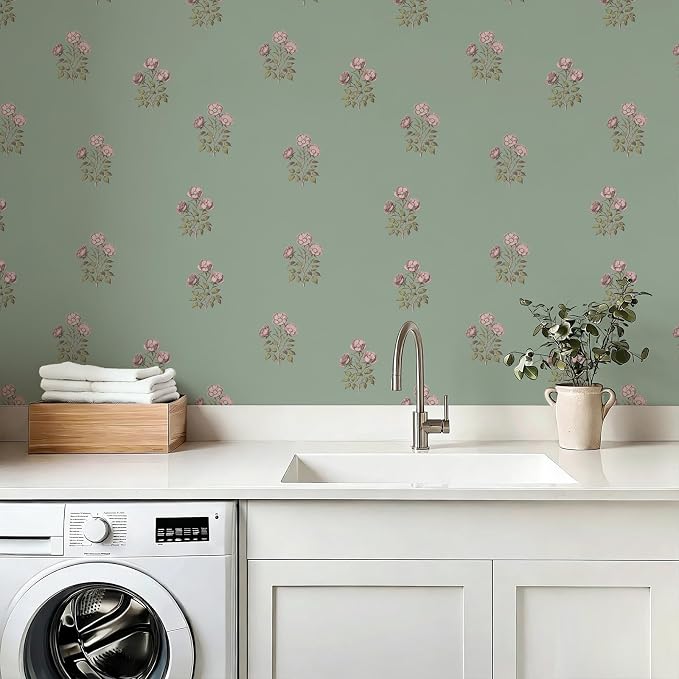 17.3" x 196.8" Vintage Floral Wallpaper Peel and Stick Boho Wallpaper Removable - Image 6