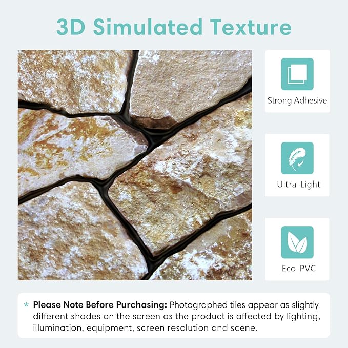 Commomy 3D Faux Stone Peel and Stick Wall Tiles - Image 3