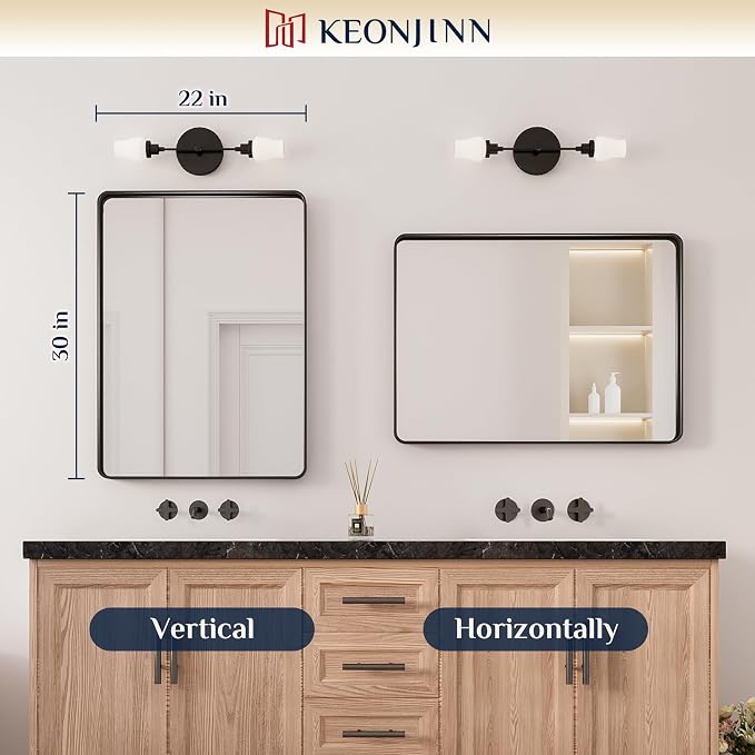 Keonjinn Black Vanity Mirror, 22 x 30 Inch Rounded Rectangle Matte Black - Image 8