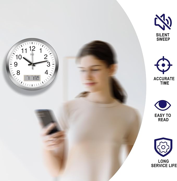 HITO 16 Inch Silent Wall Clock Battery Operated - Image 3