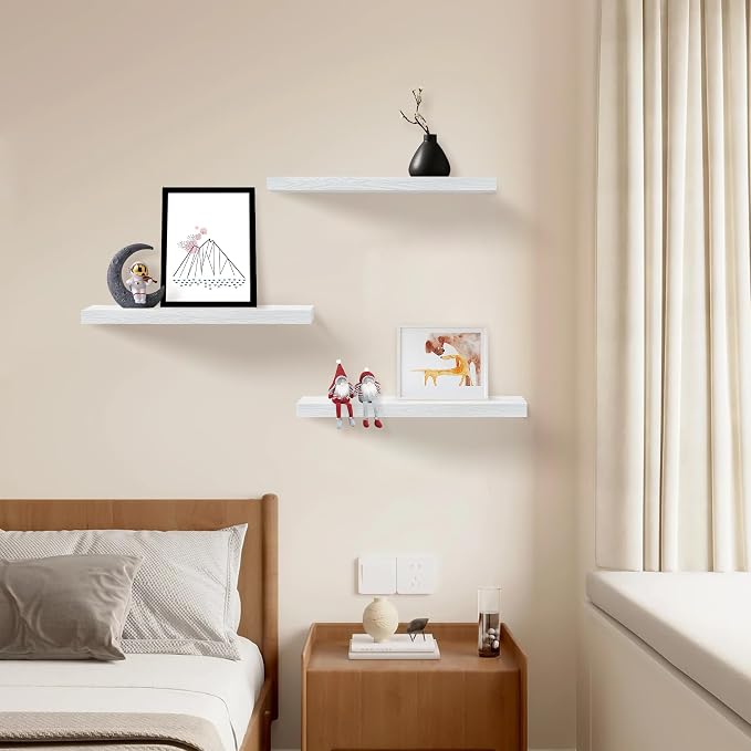 Upassion Floating Shelves for Wall Set of 3, Frame Display White Floating Shelf - Image 5