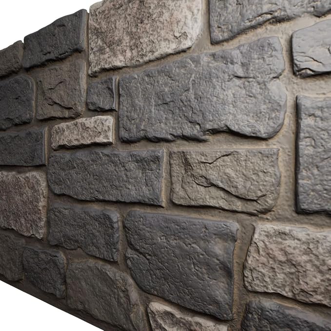 EverStone Cobblestone Faux Stone Panel, Midnight Granite Color - Image 7