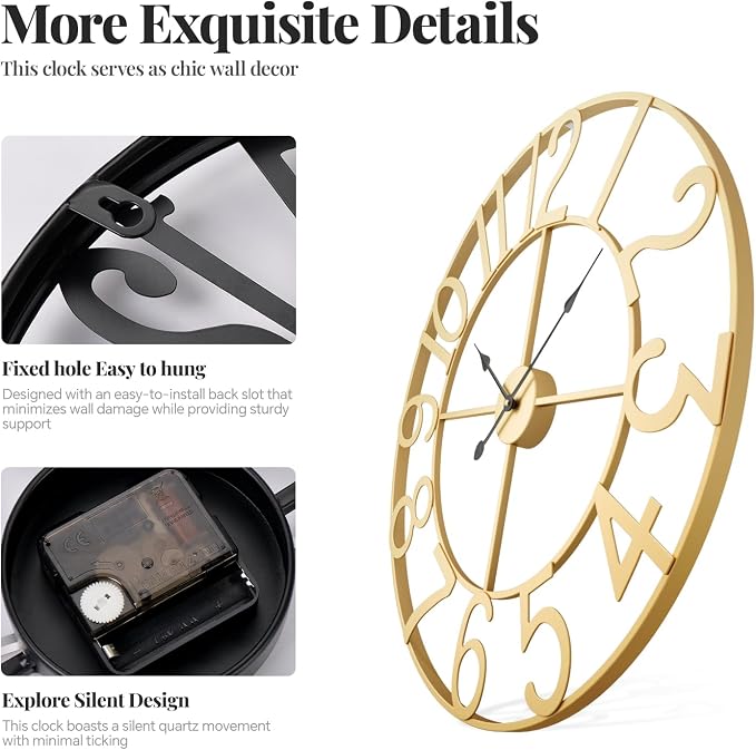 Cuspin Extra Large Wall Clock for Living Room Decor, 36 Inch Wall Clock - Image 4