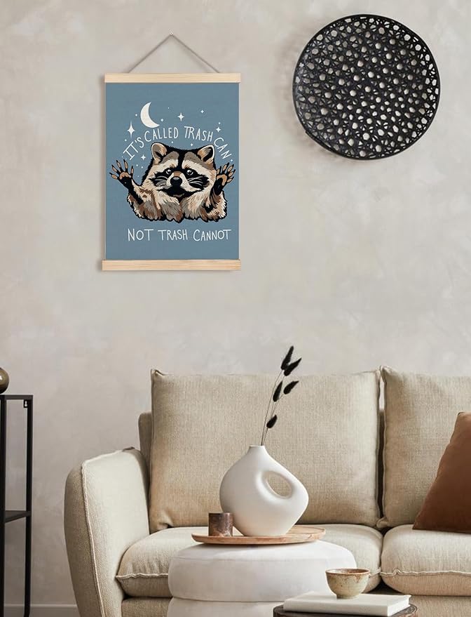 Foritho Funny Motivational Raccoon Meme Poster Wall Art Framed - Image 4