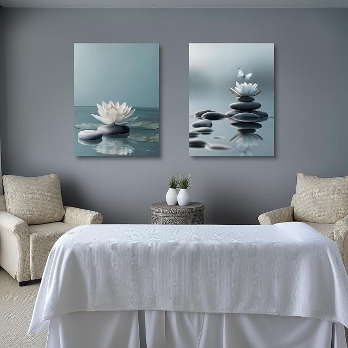 GELDSTEI Calm Zen Botanical Canvas Wall Art, Yoga Spa Meditation Room Decor - Image 4