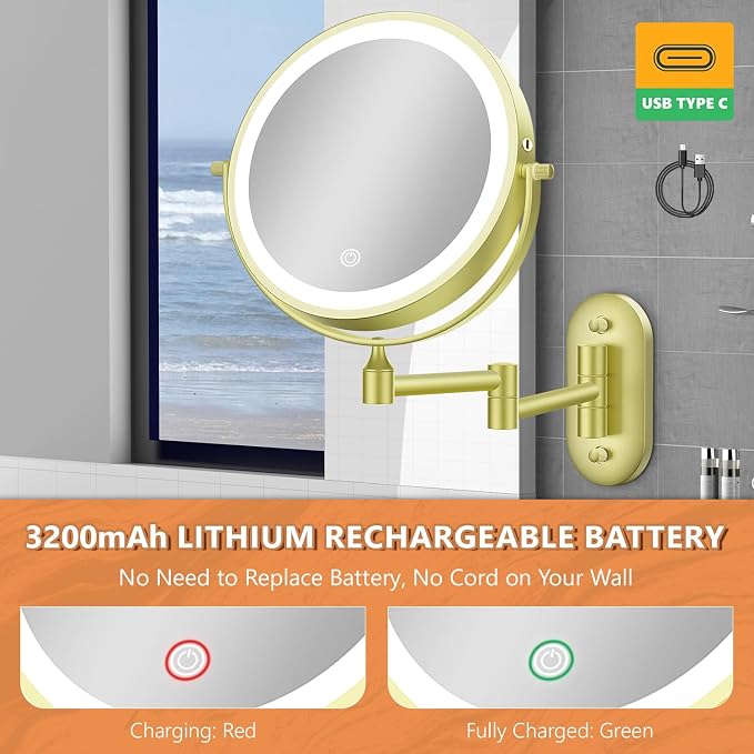 Auxmir 1X/30X Wall Mounted Makeup Mirror - Image 7