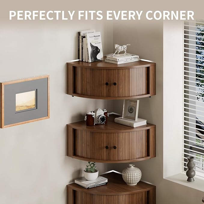 Corner Shelves Wall Cabinet Set of 3, Floating Corner Shelf Organizer - Image 4