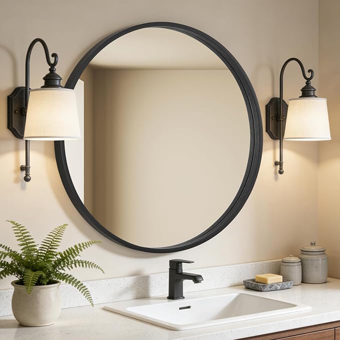 WallBeyond Round Wood Mirror - Image 2