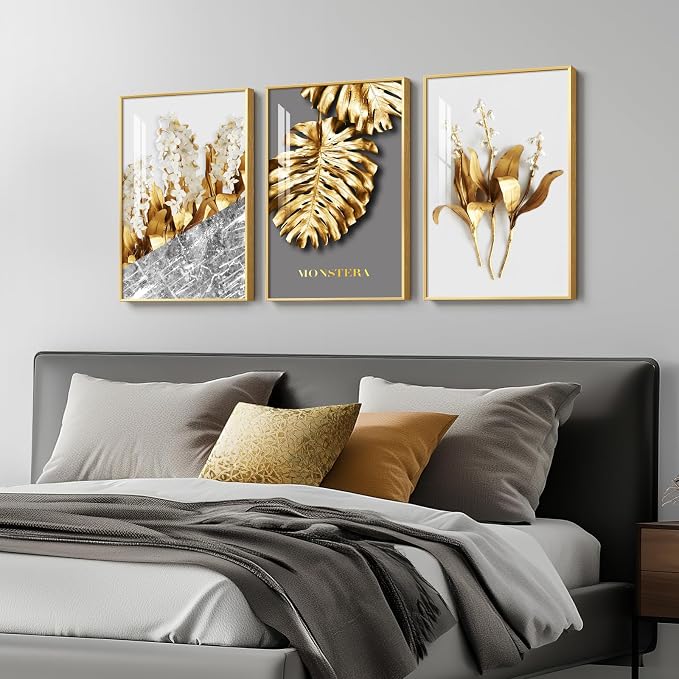 Framed Modern Luxury Gold Wall Art, Pictures - Image 2
