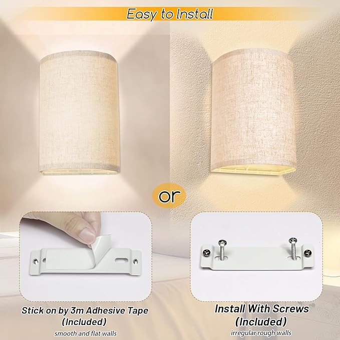 FINCMY Battery Operated Wall Sconces Set of Two, 18 RGB Colors Stick on Wall - Image 2