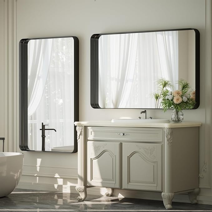 55"x 30" Black Bathroom Mirror - Image 6