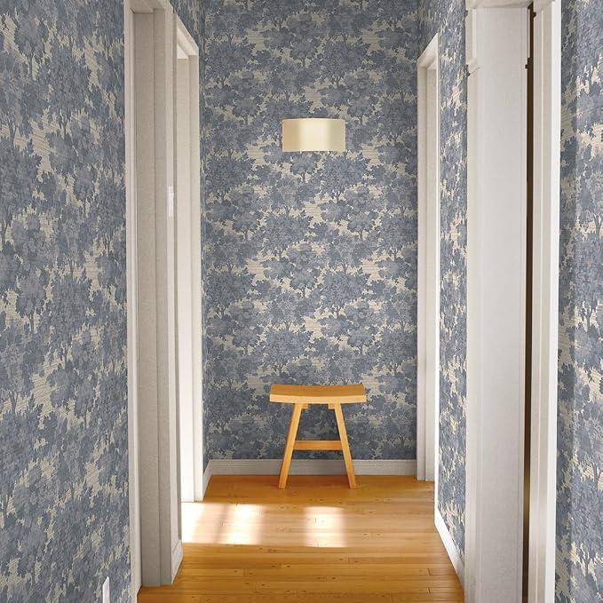 Tempaper Textured Blue Canopy Toile Faux Grasscloth Removable Peel and Stick - Image 8