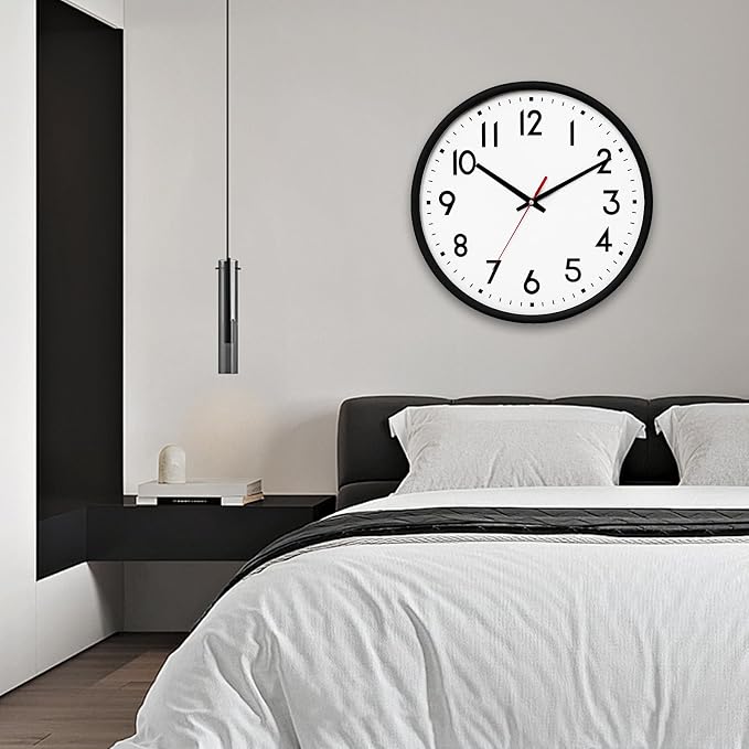HZDHCLH Wall Clock Black, Silent Wall Clocks Battery Operated 10 Inch Modern - Image 6