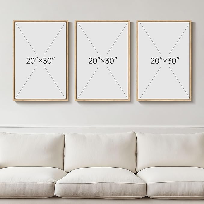 Large Framed Black and White Neutral Abstract Wall Art, 3 Piece Minimalist - Image 3