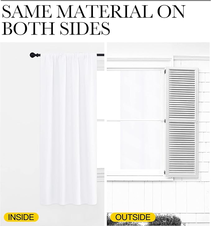 NICETOWN White Curtains 50% Blackout White Curtain Set, Modern Design Solid Rod - Image 6