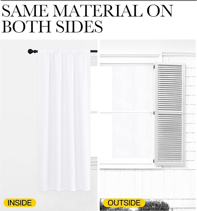 NICETOWN White Curtains for Bedroom, Short Curtains & Draperies for Small Window - Image 6