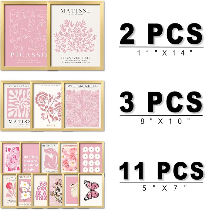 ANERZA 16 PCS Framed Pink Wall Art Decor, Matisse Wall Prints - Image 2