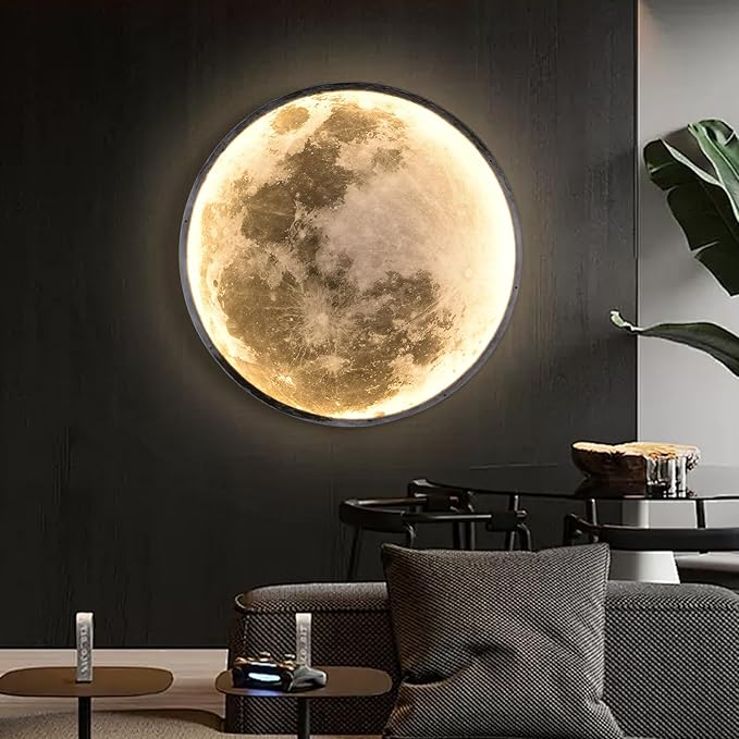 QIYIMEILUX Large Moon Wall Sconce Plug in Modern LED Dimmable Wall Light - Image 5
