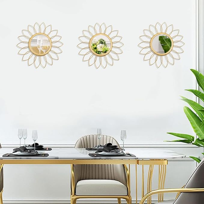 3 Pack Metal Mirrors for Wall Sunburst Wall Mirrors Home Décor Decorative - Image 5