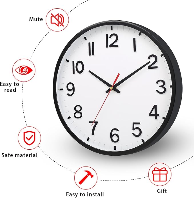 Wall Clocks Battery Operated 8 inch Modern Wall Clock, Silent Non Ticking Wall - Image 4
