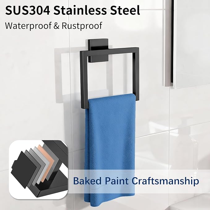 Gypie Bathroom Accessories Set 10-Piece Stainless Steel Modern Wall Mount Towel - Image 8