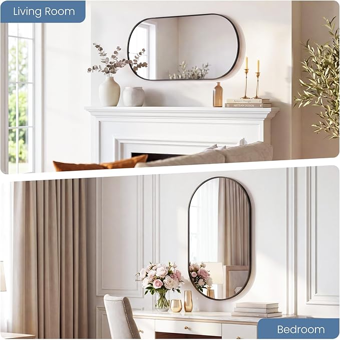 Sweetcrispy 24" x 36" Black Bathroom Mirror - Image 5