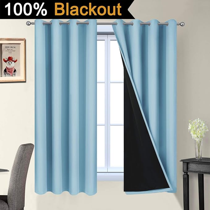 Yakamok 100% Blackout Curtains Energy Saving Thermal Insulated 2 Thick Layers - Image 2