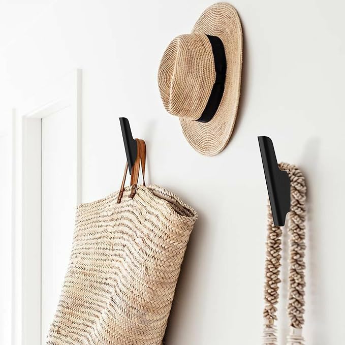 Wood Wall Hooks 4 Pack Coat Hooks Wall Mount Black Wooden Hooks - Image 4