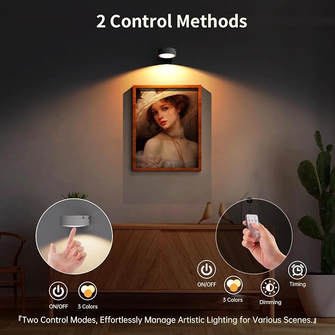 3 Pack Picture Lights for Wall, Rechargeable Battery Operated wall lights - Image 4