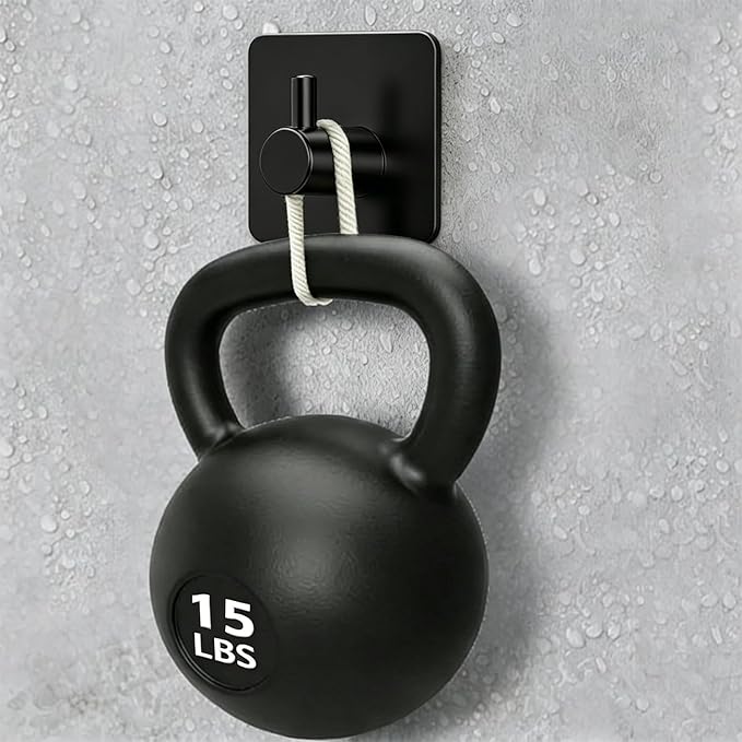 Fotosnow Black Adhesive Towel Hooks Heavy Duty Stick on Wall Hooks Shower Hooks - Image 2