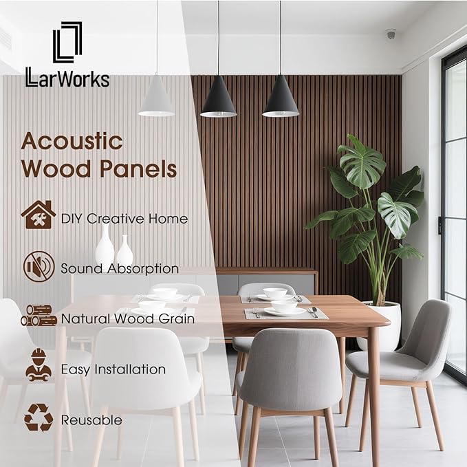 Wood Slat Wall Panels 4 Pack 94.5" x 7.9", Acoustic Wooden Panel - Image 2