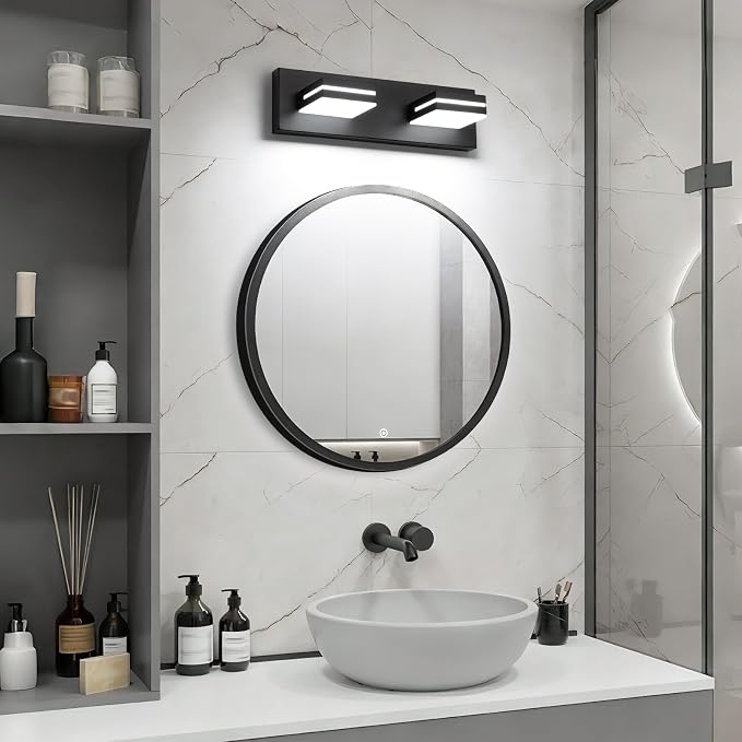 SineRise LED Modern Bathroom Vanity Light Fixtures, Matte Black Modern Acrylic - Image 5
