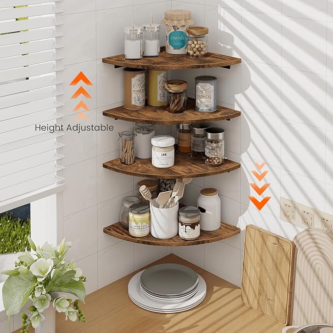 Homode Corner Wall Shelf, 12 Inch Wide Round Corner Floating Shelves - Image 7