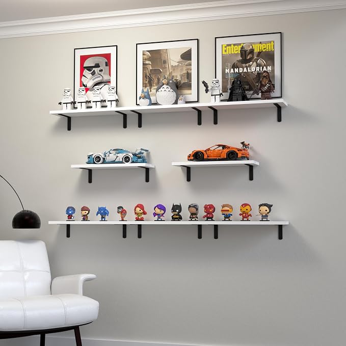 DOLLFIO Floating Shelves, 8 Sets Wall Shelves, Wooden Floating Shelves - Image 5