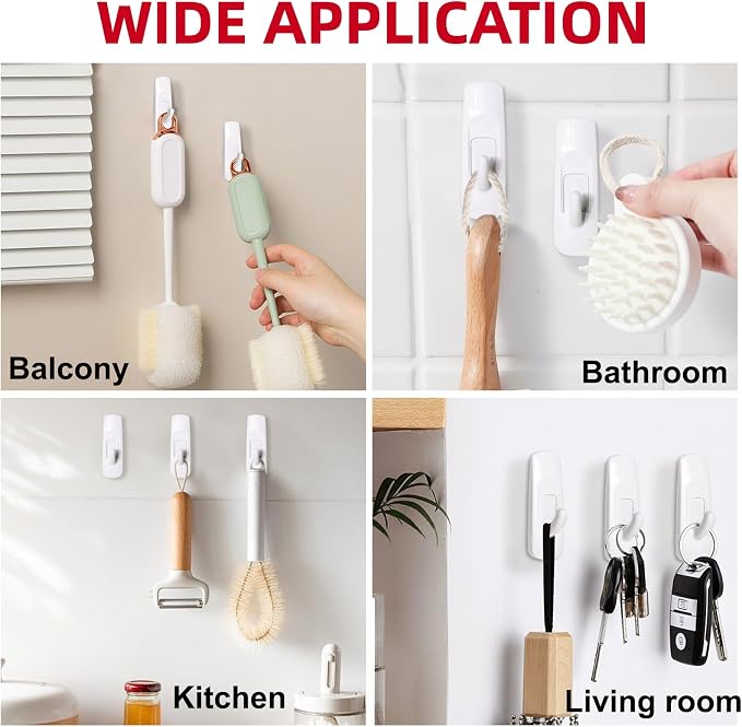Utility Wall Hooks for Hanging Large 10 Hooks, Damage Free Hanging Wall Hooks - Image 4