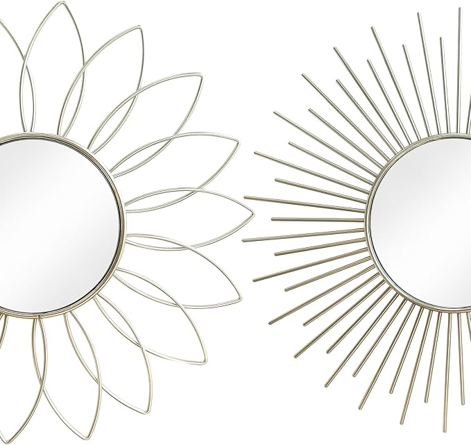 3 Pack Metal Mirrors for Wall Sunburst Wall Mirrors Home Décor Decorative - Image 2