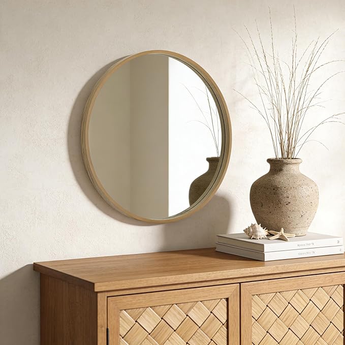 WallBeyond Round Wood Mirror 24 inch Circle Wall Mirror - Image 3
