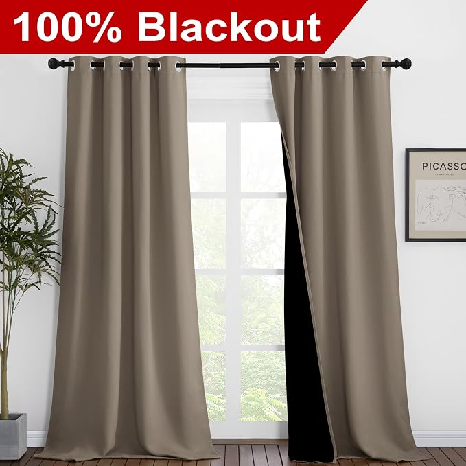 NICETOWN 100% Blackout Blinds, 46 inches x 96 inches, Laundry Room Decor Window - Image 2